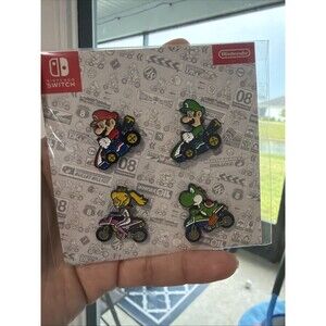 Mario Kart 8 Deluxe Enamel Pin Badge Set (Nintendo Switch Promo, 4-Pack) New